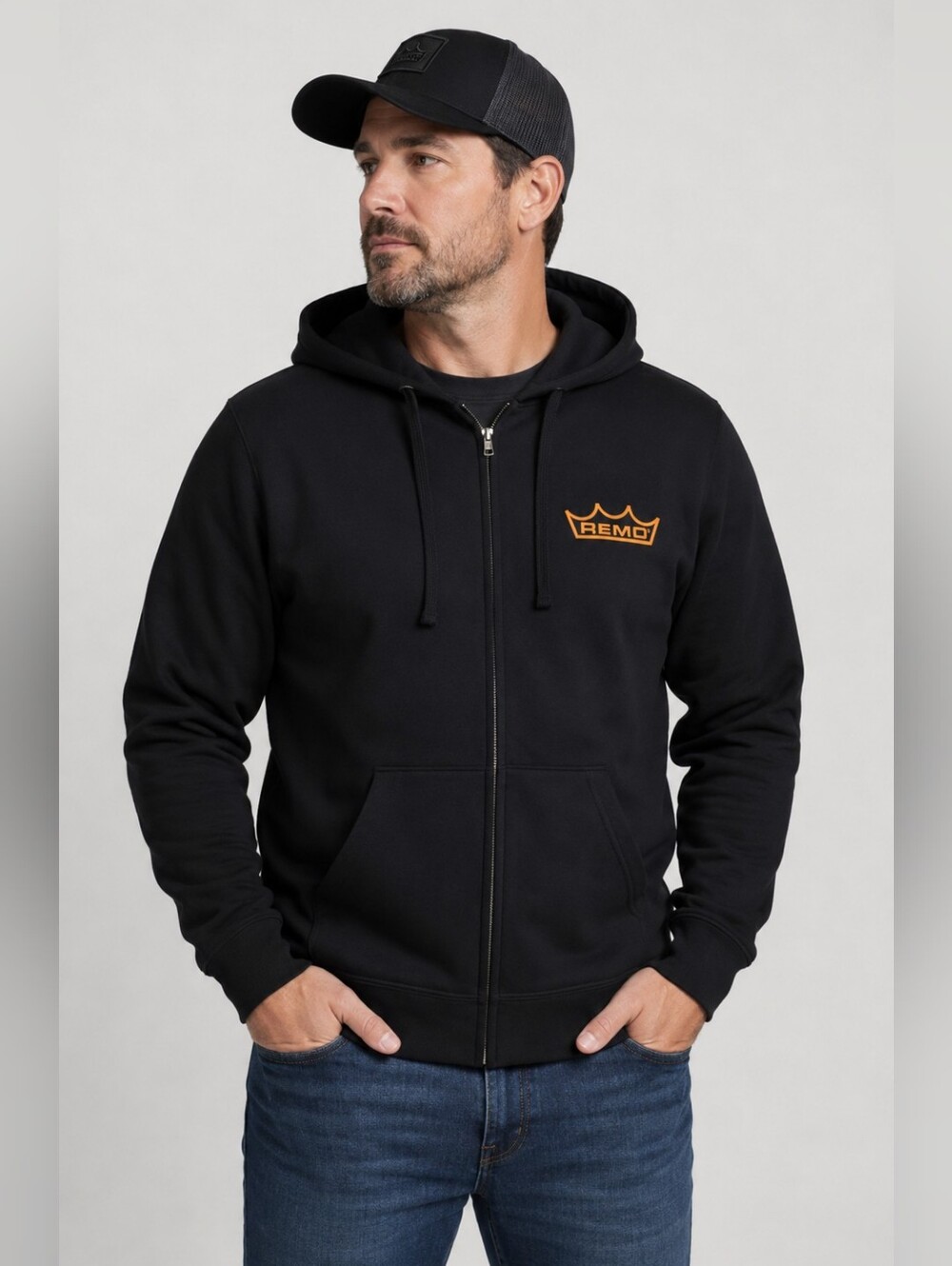Remo Drums Black Zip Hoodie Medium New
